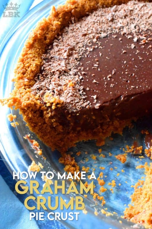 Sure, you can buy these pre-made, but they're never as good as homemade! Also, I have a secret ingredient that will make your Graham Crumb Pie Crust so much better than store-bought. Read on to learn how! #grahamcrumbs #grahamcrumbpiecrust #piecrust #pieshell #grahamwaftercrumbs #howtomake #diy