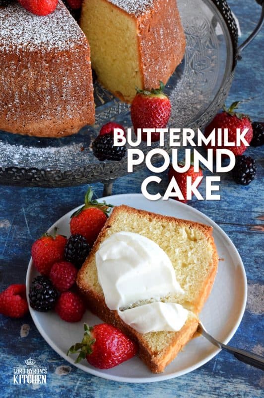 Sometimes, something very simple and non-pretentious can be the most beautiful and the most elegant. Take for instance, this impressive Buttermilk Pound Cake that needs nothing more than a dusting of sugar, some fresh fruit, and a little whipped cream - perfection! #buttermilk #dessert #pound #cake