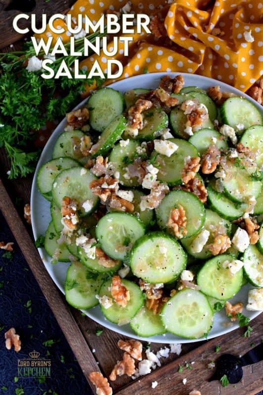 A light and refreshing salad prepared with cucumbers, walnuts, onion and feta too, it's loaded with crunch and texture. Cucumber Walnut Salad is tangy, salty, cheesy, and best served chilled. #cucumbers #cucumbersalad #walnuts #summersalad
