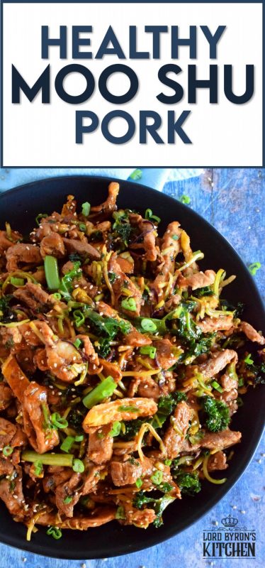 Thinly sliced pork loin chops, stir fried with egg, cabbage, and kale, and tossed in a thick, savoury sauce; Healthy Moo Shu Pork is not only delicious, but is also budget and family friendly! #mooshu #mooshupork #pork #porkchops #asianrecipes #stirfry
