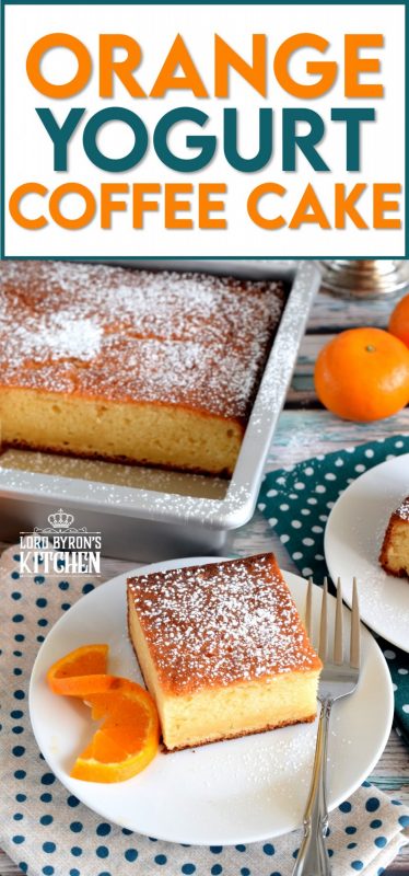 Simple ingredients and flavours are what's needed to prepare the ultimate coffee cake.  Orange Yogurt Coffee Cake is such a recipe.  Brew a hot cup of coffee and find a quiet place to enjoy a relaxing moment without distraction.  This cake deserves nothing less. #yogurt #yogurtcake #coffeecake #orangecake #nofusscake