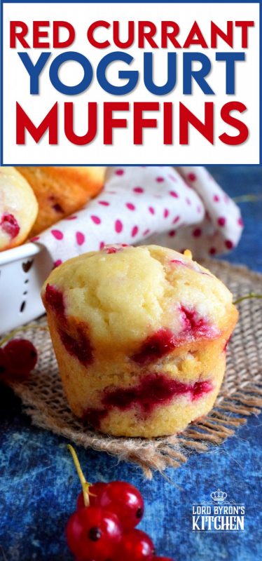 Light and fluffy Red Currant Yogurt Muffins are sweet and tart, and soft and moist. These are a great breakfast or brunch menu item. In early summer, use fresh currants, but frozen currants can easily be used as well with the same fluffy results. #red #currant #fresh #berry #muffins #yogurt