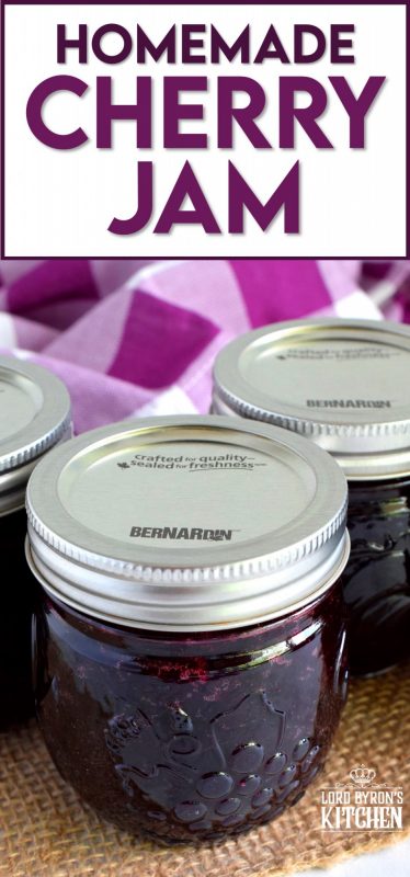 Easy to prepare cherry jam; all you need is cherries, sugar, and lemon juice! Oh, and patience - like in all good things! #cherry #jam #recipe #preserves #rainer #bing #cherries