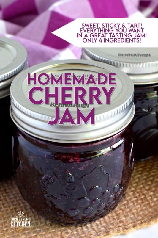 Easy to prepare cherry jam; all you need is cherries, sugar, and lemon juice! Oh, and patience - like in all good things! #cherry #jam #recipe #preserves #rainer #bing #cherries