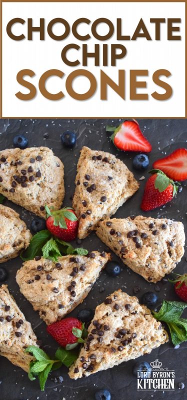 A scone for both the little kids in your life, and the adults that live their lives like a kid, Chocolate Chip Scones are sweeter than regular scones. With a good splash of vanilla, loads of milk chocolate chips, and a sprinkling of coarse sugar on top, these scones are an absolute treat. #chocolate #chocolatechip #scones #basicrecipes #easyscones #sconerecipe