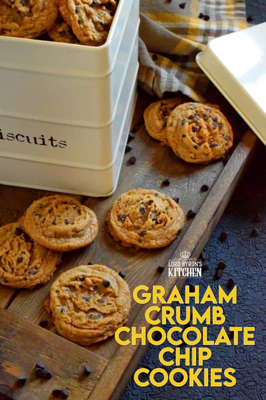 Like the name implies, Graham Crumb Chocolate Chip Cookies are made with crushed graham crumbs, chocolate, and brown sugar. They're a soft-baked cookie with a crispy edge. The texture of the crumbs with the milk chocolate is sensational. These are one of the best cookies you'll ever eat! #graham #cracker #crumb #chocolate #chip #cookies