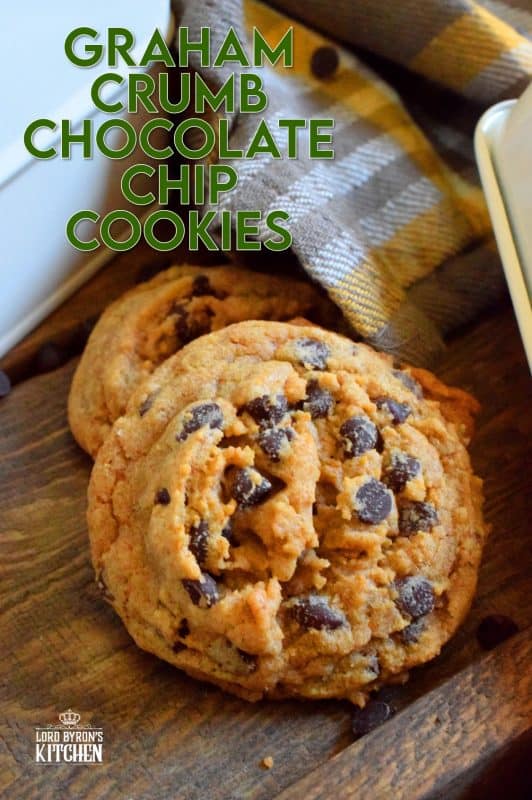 Like the name implies, Graham Crumb Chocolate Chip Cookies are made with crushed graham crumbs, chocolate, and brown sugar. They're a soft-baked cookie with a crispy edge. The texture of the crumbs with the milk chocolate is sensational. These are one of the best cookies you'll ever eat! #graham #cracker #crumb #chocolate #chip #cookies