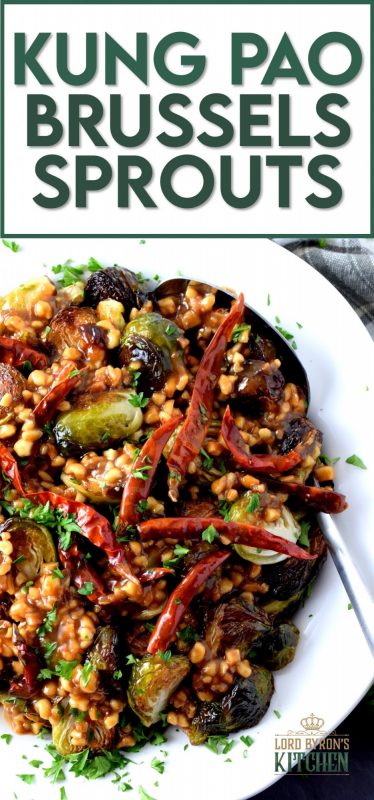 If you like a little spice and a little heat, you're going to love these Kung Pao Brussels Sprouts! A very tasty side dish to jazz up any meal! Prepared with Asian-inspired flavours, and loaded with chopped peanuts, this is not your average sprouts recipe! #brusselssprouts #sprouts #sidedish #kungpao #asianinspired #asianrecipes
