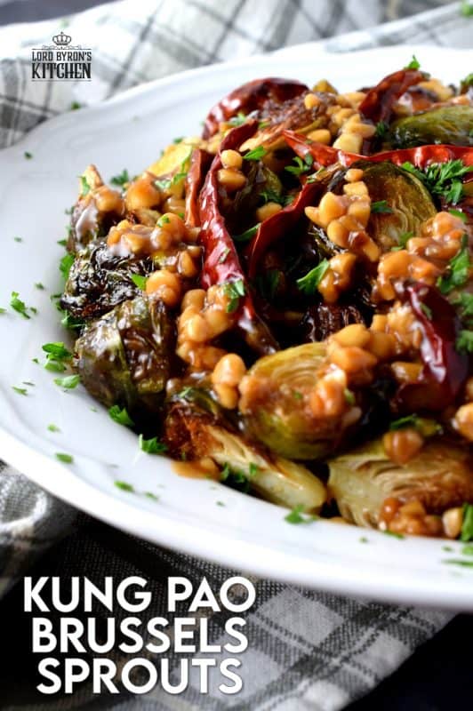 If you like a little spice and a little heat, you're going to love these Kung Pao Brussels Sprouts! A very tasty side dish to jazz up any meal! Prepared with Asian-inspired flavours, and loaded with chopped peanuts, this is not your average sprouts recipe! #brusselssprouts #sprouts #sidedish #kungpao #asianinspired #asianrecipes