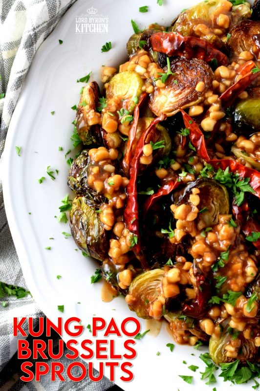 If you like a little spice and a little heat, you're going to love these Kung Pao Brussels Sprouts! A very tasty side dish to jazz up any meal! Prepared with Asian-inspired flavours, and loaded with chopped peanuts, this is not your average sprouts recipe! #brusselssprouts #sprouts #sidedish #kungpao #asianinspired #asianrecipes