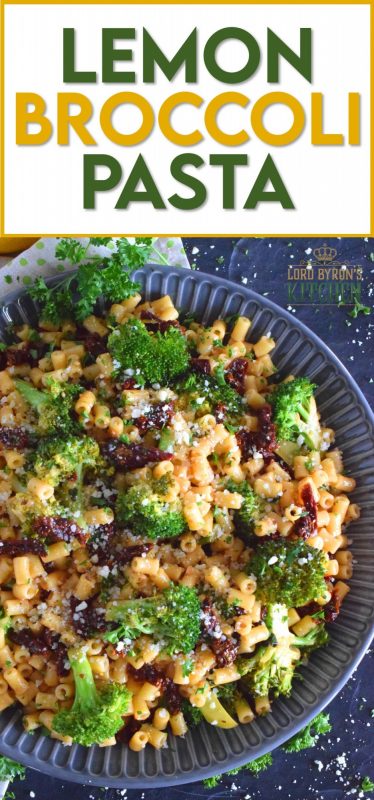 This pasta salad screams summer! Lemon Broccoli Pasta is a bright, bold, and refreshing pasta dish with budget-friendly ingredients. Dressed in an oil-based sauce with sun dried tomatoes, this salad is tossed with blanched broccoli and lots of freshly grated parmesan cheese. #lemon #broccoli #pasta #pastasalad #picnicpasta #sundriedtomatoes #oilbased #mayofree