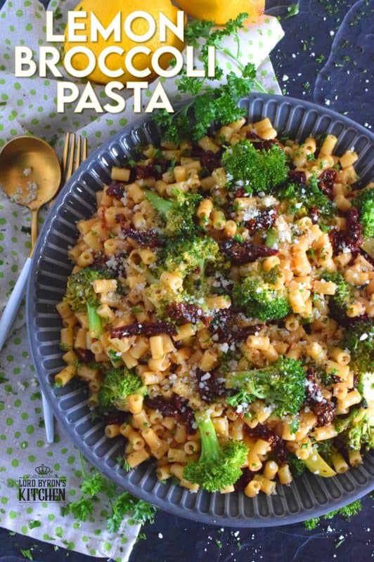 This pasta salad screams summer! Lemon Broccoli Pasta is a bright, bold, and refreshing pasta dish with budget-friendly ingredients. Dressed in an oil-based sauce with sun dried tomatoes, this salad is tossed with blanched broccoli and lots of freshly grated parmesan cheese. #lemon #broccoli #pasta #pastasalad #picnicpasta #sundriedtomatoes #oilbased #mayofree
