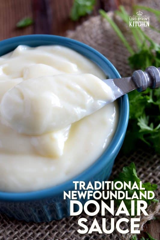 A sweet, tangy, garlicky dipping sauce that’s fit for a king! With three very simple ingredients, Newfoundland Donair Sauce is able to transform your favourite dippers into a glorious, tantalizing, taste adventure! #donair #garlic #sauce #newfounland #gyro #donar #atlantic