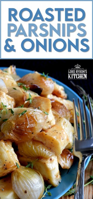 A delicious side dish for any occasion, Roasted Parsnips and Onions is loaded with simple, rustic flavours; and is very budget friendly. Seasonal root vegetables, like parsnips, are often overlooked, but roasting them unlocks so much delicious flavour! #thanksgiving #vegetarian #sides #sidedishes #parsnip #pearlonion