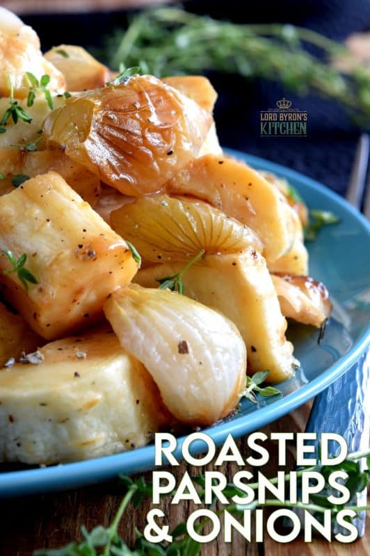 A delicious side dish for any occasion, Roasted Parsnips and Onions is loaded with simple, rustic flavours; and is very budget friendly. Seasonal root vegetables, like parsnips, are often overlooked, but roasting them unlocks so much delicious flavour! #thanksgiving #vegetarian #sides #sidedishes #parsnip #pearlonion