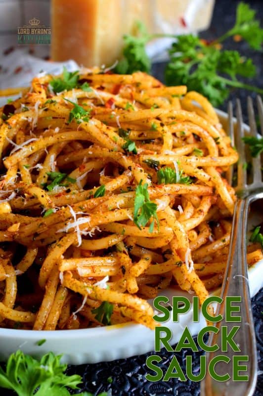 A delicious and delightful all-purpose sauce made with olive oil and the herbs and spices found in everyone's spice rack. A simple sauce with a simple name, Spice Rack Sauce certainly won't break the bank, but it most certainly will rock your taste buds! #sauce #vegetarian #spicerack #spices #herbs