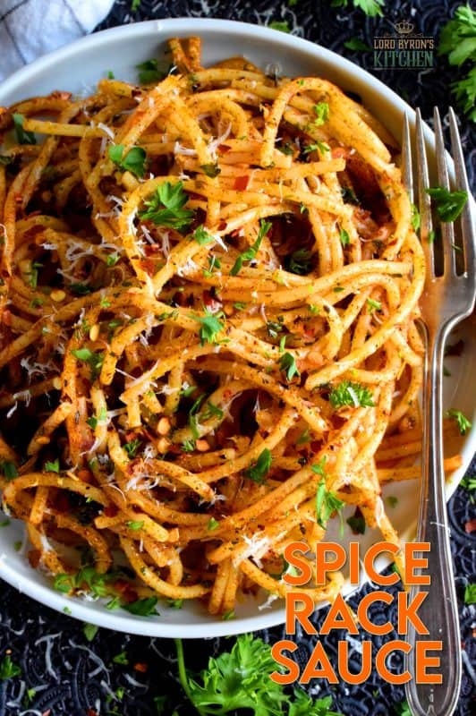 A delicious and delightful all-purpose sauce made with olive oil and the herbs and spices found in everyone's spice rack. A simple sauce with a simple name, Spice Rack Sauce certainly won't break the bank, but it most certainly will rock your taste buds! #sauce #vegetarian #spicerack #spices #herbs