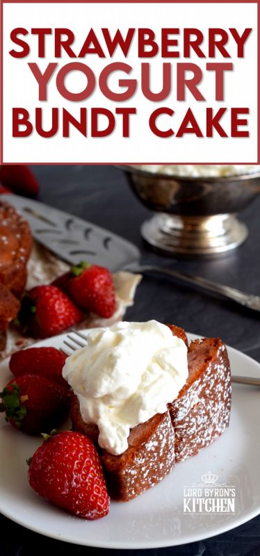 Who doesn't love cake?  A good bundt cake recipe is a must-have for any home cook, and this Strawberry Yogurt Bundt Cake doesn't get any easier or more delicious! Prepared with fresh strawberries and strawberry yogurt, this cake is for the serious strawberry lover! #strawberry #strawberrycake #yogurt #yogurtcake #bundt #bundtcake