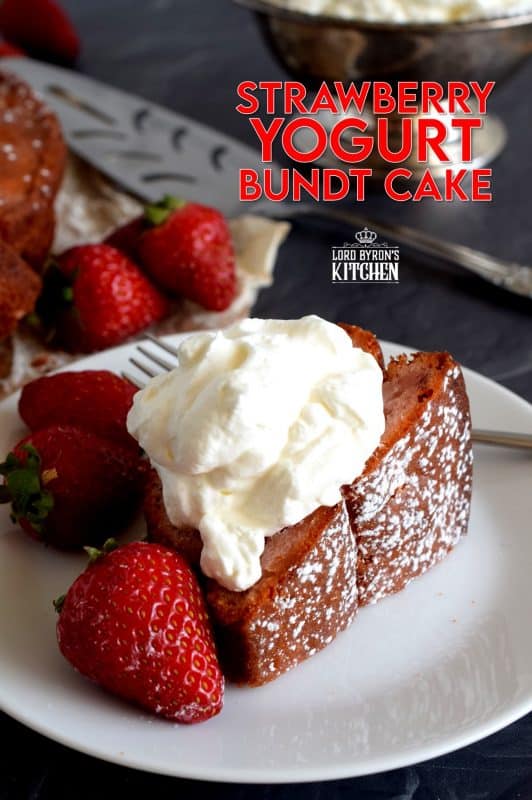 Who doesn't love cake?  A good bundt cake recipe is a must-have for any home cook, and this Strawberry Yogurt Bundt Cake doesn't get any easier or more delicious! Prepared with fresh strawberries and strawberry yogurt, this cake is for the serious strawberry lover! #strawberry #strawberrycake #yogurt #yogurtcake #bundt #bundtcake
