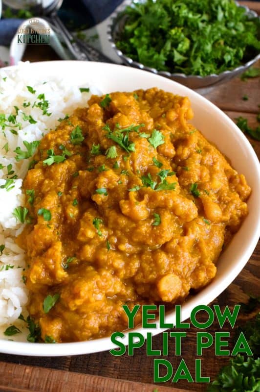 Warming and cheerful, this Yellow Split Pea Dal is full of homey flavours that awaken the senses; serve with steamed basmati rice for a complete meal! #dried #split #pea #pantry #recipes #dal