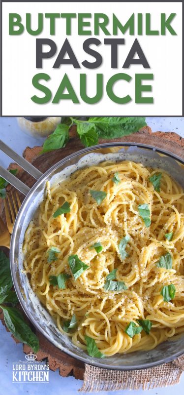 With only three ingredients, Buttermilk Pasta Sauce can easily compete with the most creamy and rich of sauces. All you need is a sauce pan, a whisk, and about ten minutes. This is a great way to use up leftover buttermilk! #buttermilk #sauce #pasta #pastasauce #vegetarian #meatless