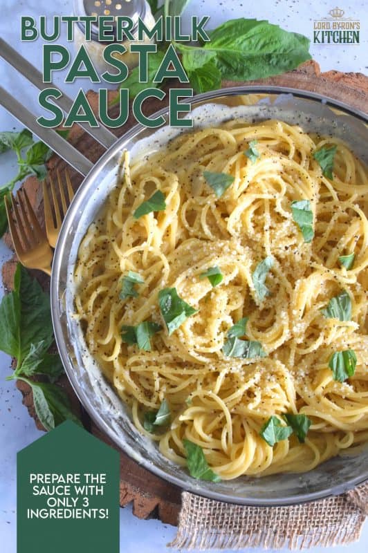 With only three ingredients, Buttermilk Pasta Sauce can easily compete with the most creamy and rich of sauces. All you need is a sauce pan, a whisk, and about ten minutes. This is a great way to use up leftover buttermilk! #buttermilk #sauce #pasta #pastasauce #vegetarian #meatless
