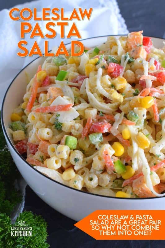 For those times when you're not sure if you want a coleslaw or a pasta salad, make them both - together! All of the tanginess and sweetness that you love in a crunchy coleslaw, coupled with the savoury, homestyle taste of a classic pasta salad! Why have just the one when you can have both? #coleslaw #pastasalad #macaronisalad #summerside #vegetarian #sidedish #meatless #macaronisalad #salad