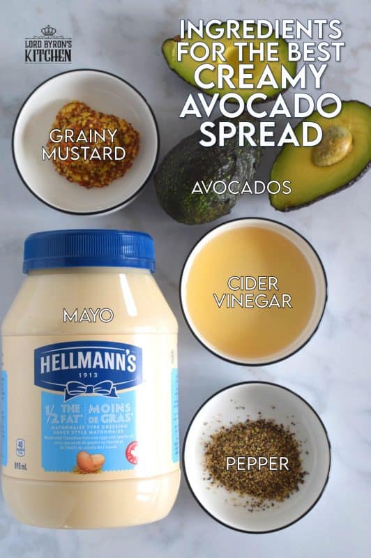 A combination of ripe avocado, creamy mayonnaise, sour vinegar, and tart mustard is what makes Creamy Avocado Spread so delicious! Whip it up, and keep it in your fridge for up to a week - if it lasts that long! #avocado #mayonnaise #spread #dip #sauce #creamy