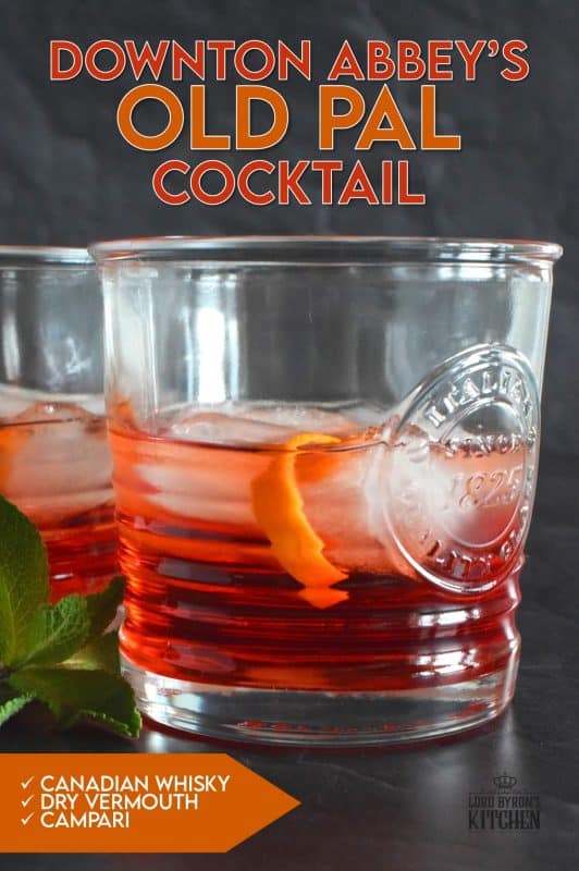 A chilled cocktail consisting of whiskey, dry vermouth, and campari. Don't forget the orange garnish. It makes a world of difference! #oldpal #cocktails #downtonabbey #canadianwhiskey #vermouth #campari