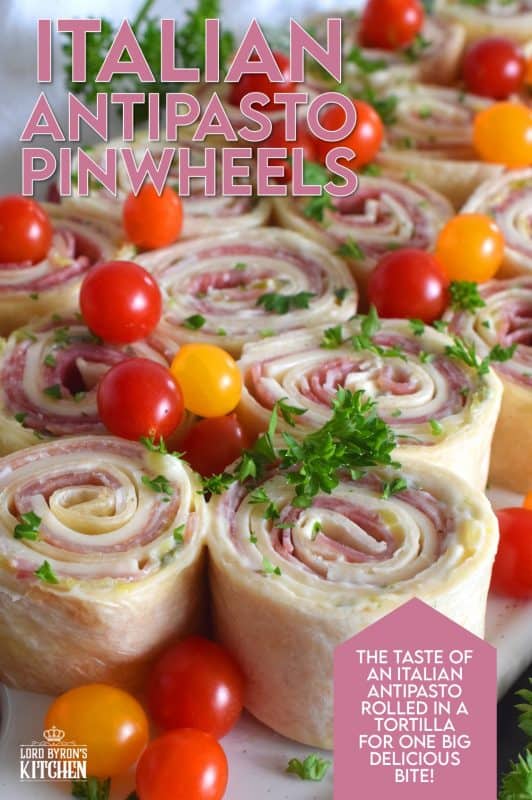 The ease of preparing pinwheel sandwiches is only eclipsed by their deliciousness. Italian Antipasto Pinwheels are filled with cheese and thinly sliced prosciutto, coppa di parma, and salami. With an easy homemade sauce, these are my new favourite appetizer! #pinwheels #sandwiches #italian #appetizers #antipasto