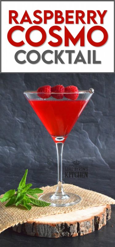 There are many variations on the classic cosmo, and this is one of my favourites. Raspberry Cosmo Cocktail is sweet and tart and relies heavily on fresh raspberries for flavour and colour.  Be sure to add a few fresh raspberries to the glass for presentation! #cosmo #cosmopolitan #cocktail #raspberry #berry #fruity