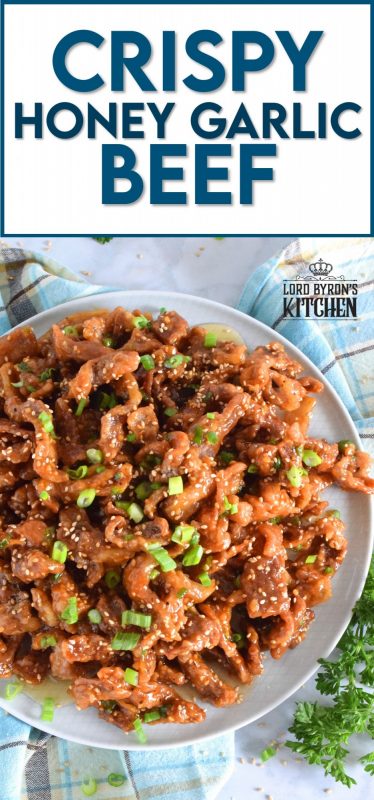 Thinly sliced beef, fried until crispy, and coated in a sweet and sticky honey garlic sauce. Crispy Honey Garlic Beef takes about 30 minutes from start to finish, and it is a wonderfully and budget-friendly main. Serve with rice and steamed veggies for a complete meal! #honeygarlic #crispybeef #beef #takeout #asian #chinese #restaurant