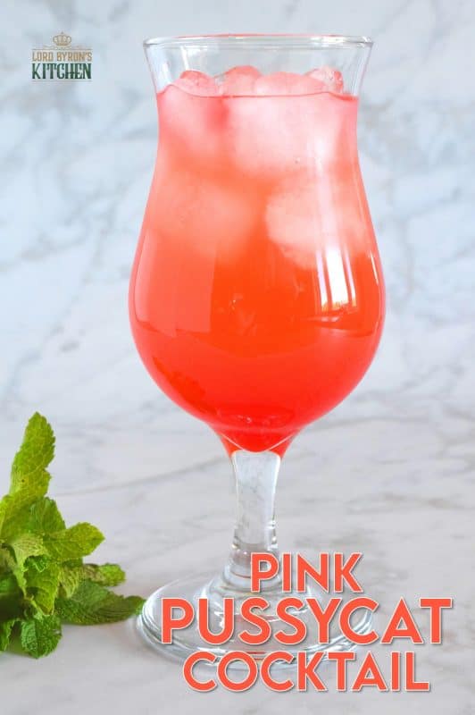 The oddly named Pink Pussycat Cocktail, which isn't really that pink at all, is a quick and easy drink which, unlike most cocktails, requires only one type of alcohol. This light and refreshing fruity drink is prepared with pineapple juice and has very low alcohol content. #cocktails #pink #pussycat #pineapple #gin