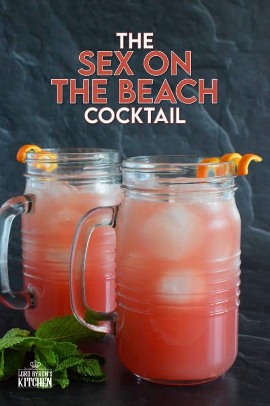 If a cocktail is to be called Sex on the Beach, the look and taste must be able to demand attention! Prepared with peach schnapps, orange juice, cranberry juice, and lemon juice, this drink is certainly fruity, refreshing, and made with summer in mind. Now, who wants one!? #cocktail #summerdrinks #sexonabeach #schnapps #vodka