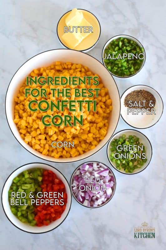 A bright, bold, and fresh summer side is right here! Skillet Confetti Corn is the most delicious summer side and it takes less than twenty minutes from start to finish. Sautéed in butter, corn is paired with bell peppers, red onions, jalapenos, and green onions. It's one of those sides you always wish you made more of! #corn #summer #summersides #confetti #salad #sidedish #vegetable #vegetarian