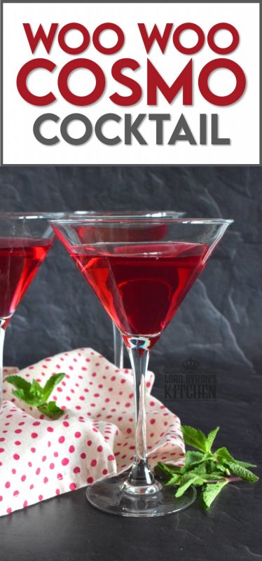 Don't let this nonsensical name fool you! The Woo Woo Cosmo Cocktail is not only fun to say, but is deliciously flavourful! With its beautiful, deep red colour, and its intoxicating scent, this is a cocktail recipe you might want to commit to memory, because you will want to make it over and over again! #cosmo #cocktail #cosmopolitan #woowoo