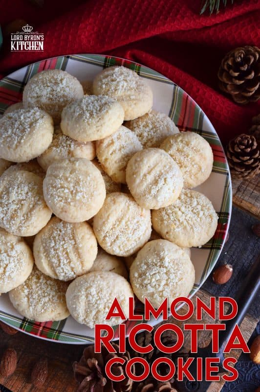 Ricotta cheese is baked into these Almond Ricotta Cookies, which will help keep the cookies soft and fresh for all of your holiday visitors! This cookie looks rather plain and boring, but the flavour is tremendously good! #Italian #cookies #christmas #holiday #almond #ricotta #cheese #baking