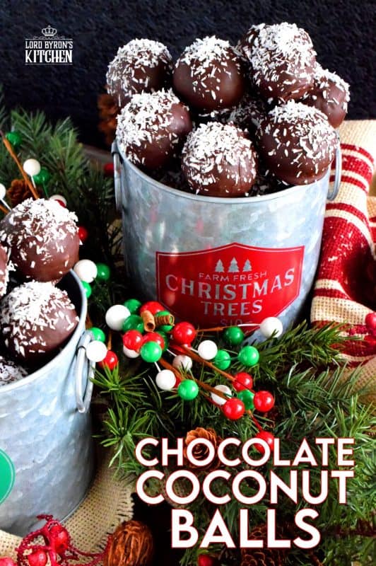 A sweet, moist, coconut and vanilla flavoured center, covered in a chocolate coating, Chocolate Coconut Balls are an easy, no-bake holiday favourite! Very freezer-friendly and great for gift-giving too! #christmas #holiday #coconut #chocolate #balls #nobake