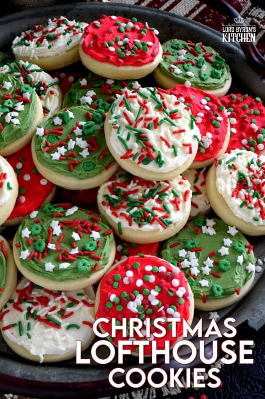 Christmas Lofthouse Cookies, a popular grocery store and bakery cookie confection in a homemade version, proving that homemade is always better! The next time you're in line at the grocery store, look away from the store-bought ones, knowing full well that you can make them better yourself! #christmas #holiday #baking #cookies #frosting #sprinkles #lofthouse