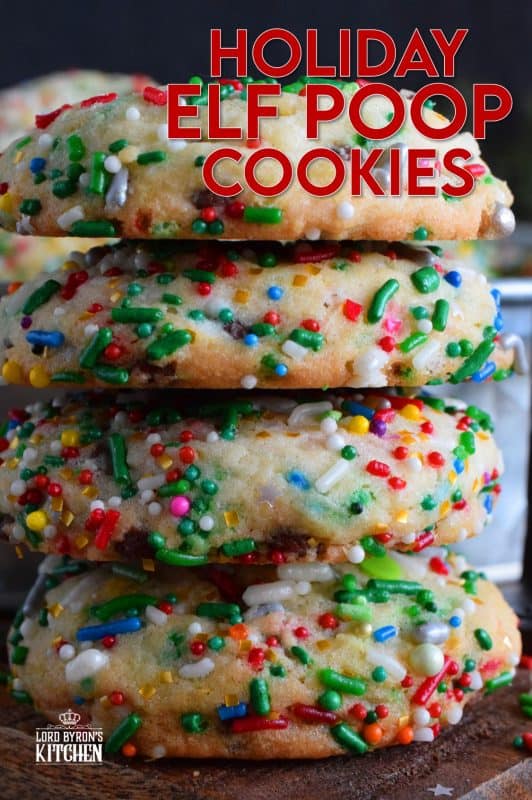 Elf Poop Cookies are peppermint flavoured and packed with sprinkles, chocolate, and of course, sugar! Despite the odd name, these are a delight to make with both the big and little kids in your life! After all, who doesn't like to bake with sprinkles? #elf #cookies #sprinkle #poop #christmas #holiday #baking