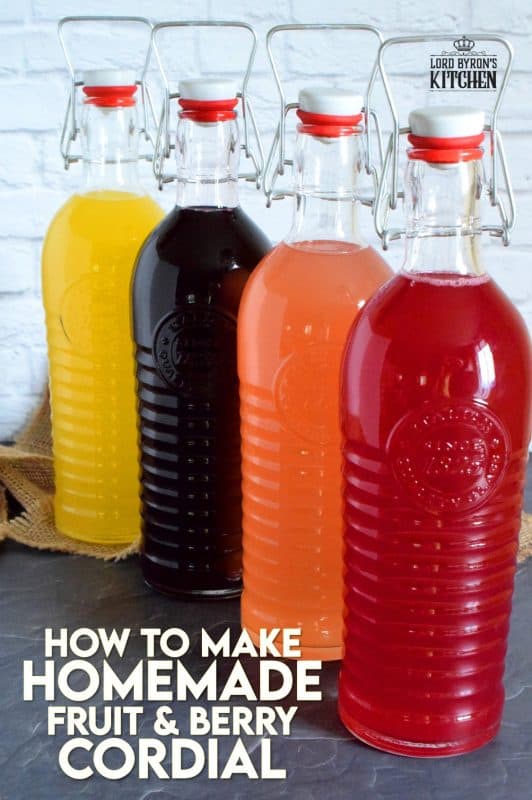 Cordials are nostalgic and remind us of simpler times. A fast paced life is no reason to forego the finer things - like how to make homemade fruit and berry cordials! #fruit #berry #citrus #cordial #squash #concentrate #juice