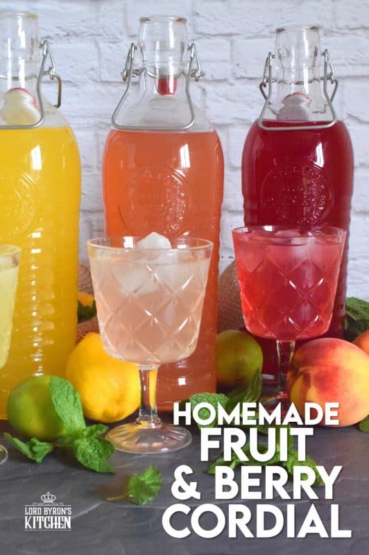 Cordials are nostalgic and remind us of simpler times. A fast paced life is no reason to forego the finer things - like how to make homemade fruit and berry cordials! #fruit #berry #citrus #cordial #squash #concentrate #juice