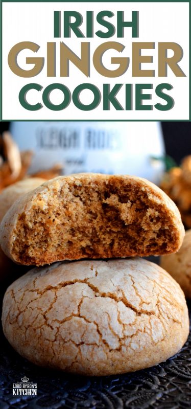 A soft, chewy, moist center with a sugary, crunchy coating; Irish Ginger Cookies are golden nuggets of cookie perfection with the deep ginger flavour we all love. #christmas #holiday #baking #cookies #ginger #irish
