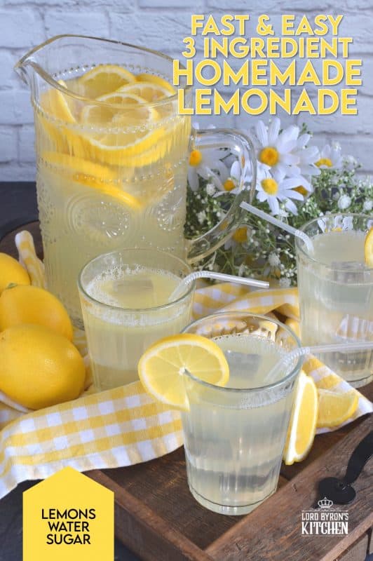 There's nothing like the taste of perfectly sweet and tart homemade lemonade on a hot summer day. This recipe has only three ingredients and will take you back to the summers of your childhood. #homemade #lemon #juice #lemonade #stand #summer #drink