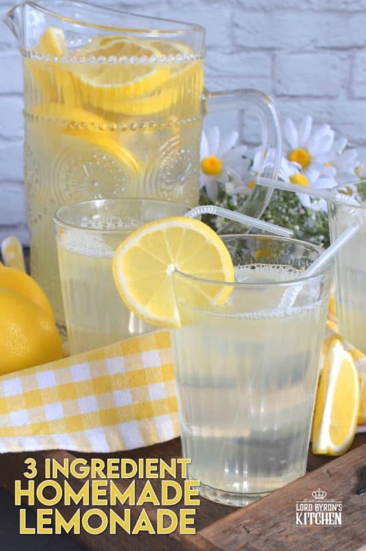 There's nothing like the taste of perfectly sweet and tart homemade lemonade on a hot summer day. This recipe has only three ingredients and will take you back to the summers of your childhood. #homemade #lemon #juice #lemonade #stand #summer #drink