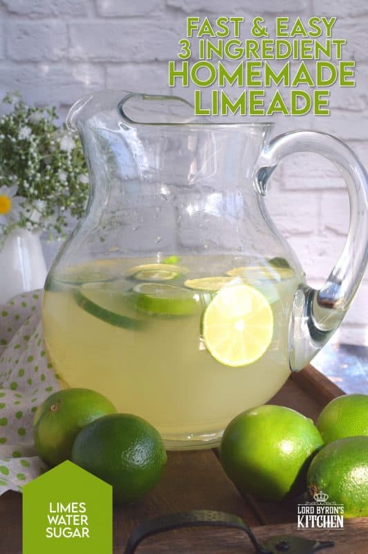 If you enjoy the tart and bitter taste of lime, then you'll love my Homemade Limeade made with just 3 ingredients! Perfectly sweetened and just the right amount of pucker! #juice #lime #limeade #fresh #squeezed #oldfashioned #summer #nonalcoholic