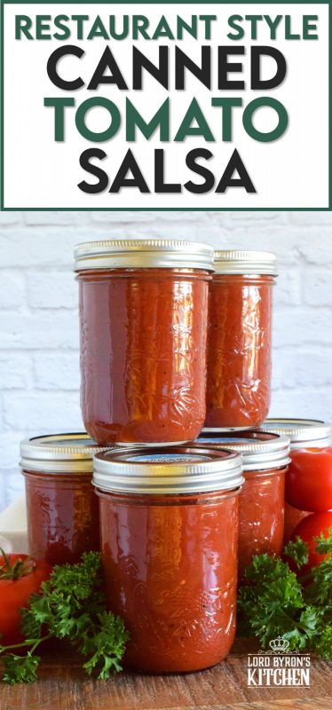 Unlike store-bought chunky salsa, Restaurant Style Canned Tomato Salsa, sometimes called Blender Salsa, is a smooth condiment that lends itself to more than just a dip for chips! #salsa #blender #canning #restaurant #style #smooth #homemade