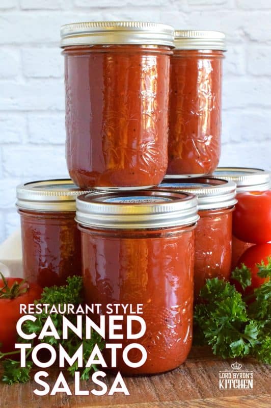 Unlike store-bought chunky salsa, Restaurant Style Canned Tomato Salsa, sometimes called Blender Salsa, is a smooth condiment that lends itself to more than just a dip for chips! #salsa #blender #canning #restaurant #style #smooth #homemade