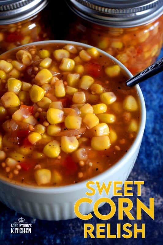Sweet Corn Relish was a regular staple in our refrigerator when I was growing up. We put it on everything! I've found a recipe that's just like the store-bought kind, but with less sugar and no preservatives! #relish #cornrelish #canning #preserves #corn