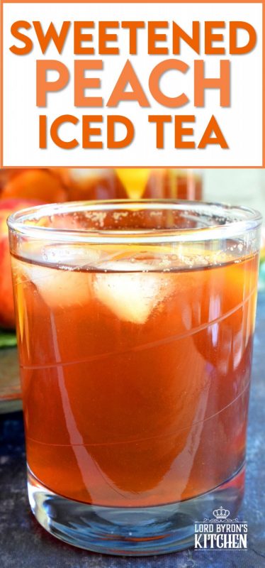 A few ingredients and a little patience is all you need to make a pitcher of Sweetened Peach Iced Tea - summer's favourite cold refresher! #icedtea #peach #summer #drink #iced #tea